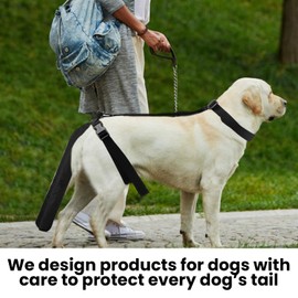 Onperpoe Dog Tail Protector Guard Adjustable Length for Medium and Large Dogs Breathable Dog Tail Protector for Wounds, Black Dogs Harness with Tail Guard Ends Protector Sleeve, L