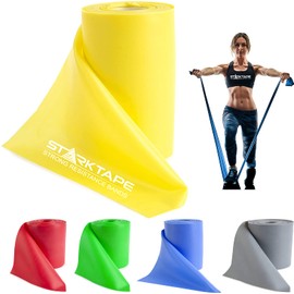 Starktape Bandas de resistencia profesional de 25 yardas. Banda elástica para ejercicios de terapia física sin látex para entrenamiento superior e inferior del cuerpo, pilates, rehabilitación, yoga, pilates, fitness en el hogar. Amarillo extra claro