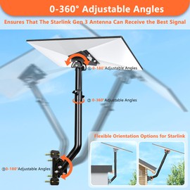Dataroad Starlink Gen 3 Mount, Compatible with Gen3 Starlink，Starlink Pole Mounting Kit with 0-360° Adjustable Pipe Adapter for Starlink V3 House, Mounting Kit for Starlink Internet Kit Satellite