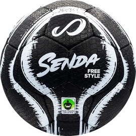 SENDA Street Freestyle, Trick and Skills Balón de fútbol con Cubierta Exterior de Goma, Certificado de Comercio Justo, Negro/Blanco, Talla 4 (Edades de 13 años en adelante)