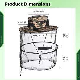 ZANZER Mosquito Head Net Hats for Men Women, Breathable Outdoor Sun Hat with Foldable Net Mesh, 360-Degree Protection Bug Net Cap for Fishing, Gardening, Camping, Hiking, Windproof Summer Hat (B)