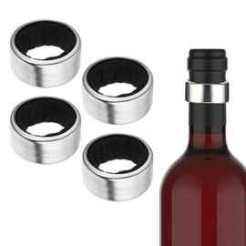 4 Pack Wine Bottle Collars, Stainless Steel Drip Rings with Felt Liners, Elegant Wine Drop Catcher Stopper Reusable Wines Accessories, Durable Handy Gadgets for Kitchen, Bar, Home