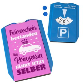 Prinzessin Parkscheibe mit Spruch Führerschein bestanden Auto-Zubehör für volljährige Fahrer Vermeide Strafzettel beim Parken Frauen Pink Mädchen
