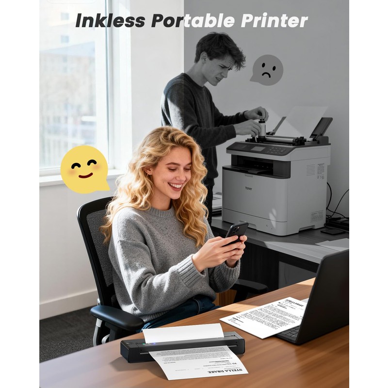 TATTMUSE Portable Thermal Printer A4, A28U Wireless no Ink Printer