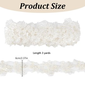 FREEBLOSS 3 Yards Beading Flowers Lace Appliques Embroidery Flower Patches For Wedding Dress Embellishments Patches Flowers Applique For Clothing 2.36 Inches Wide