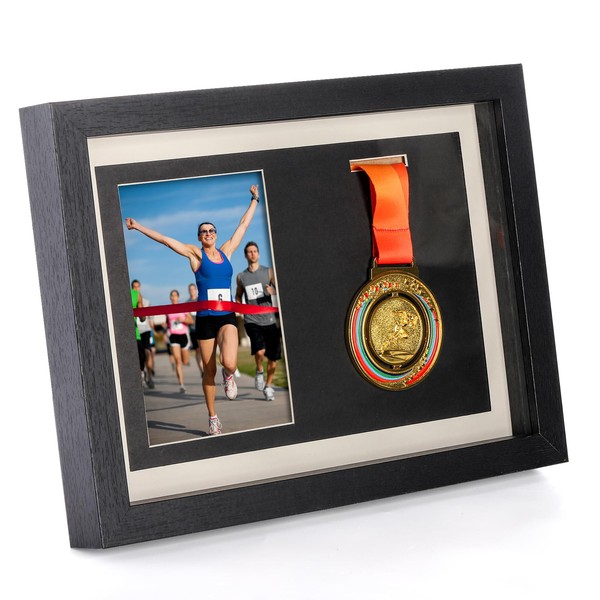 Hacaroa Medal Display Shadow Box, Single Medal and Photo Display