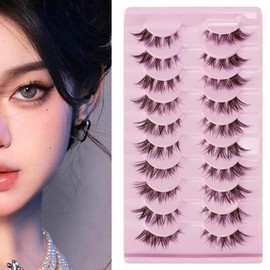 10 Paar Half Lashes Cat Eye,Wimpern Extensions Künstliche Wimpern Cluster Lashes,Künstliche Wimpern Set,Wiederverwendbare natürliche Wimpern