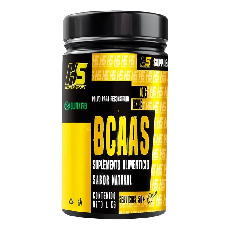BCAA en Polvo Hiper-Sport Sin Sabor, 1 kg Sin Gluten