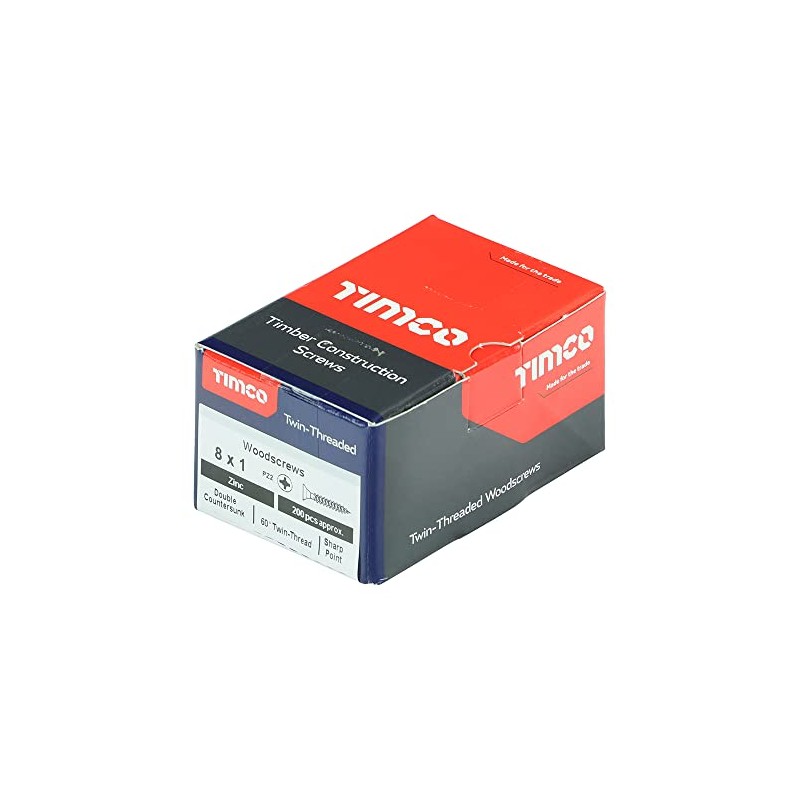 TIMCO Twin-Threaded Woodscrews - PZ - Double Countersunk - 8
