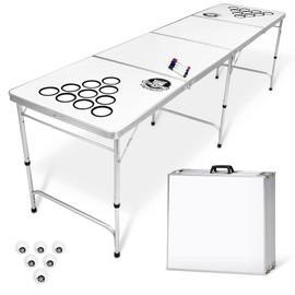 GoPong 8 Foot Portable Beer Pong / Tailgate Tables (Black, Football, American Flag, or Custom Dry Erase)