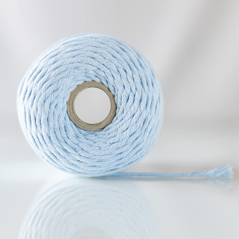 Creative Deco 200 m Pastel Blue Macrame Yarn Cotton Polyester