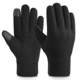 Cierto Winter Gloves for Men Women: Warm Touch Screen Polar Fleece Gloves with Thermal Elastic Cuff for Running, Driving, Cycling Outdoor Activities and Work in Cold Weather - Black