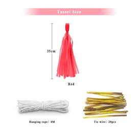 Binpeng Red Tissue Paper Tassel DIY Hanging paper decorations Party Garland Decor for Party Decorations Wedding,Festival,Baby Shower Decoration 20PCS (DEEP RED 35CM)