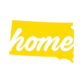 RDW South Dakota Home Sticker - Decal - Die Cut - State Shaped SD Love - Yellow 4.00" x 2.64"