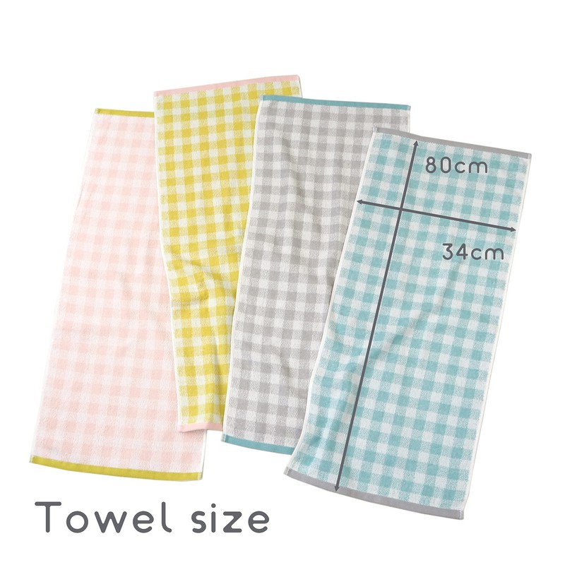 Kosugizen Face Towel, Claire Check, 13.4 x 31.5 inches (34