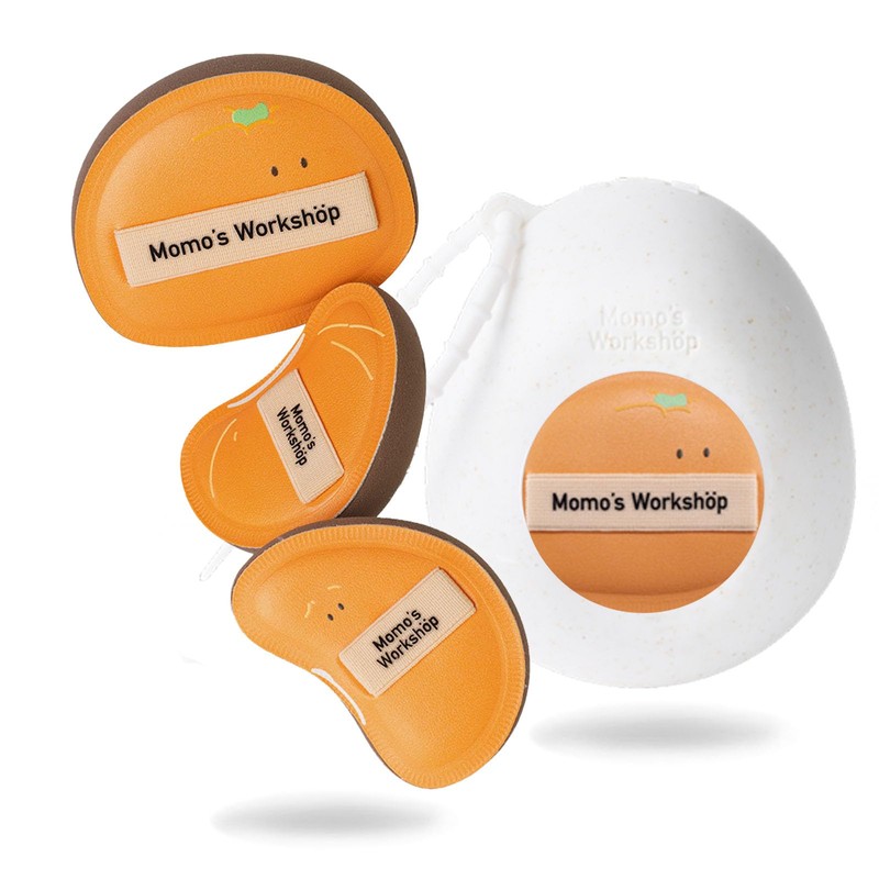 Momo's Workshop Orange Makeup Sponge Set (3pcs) – Large Soft