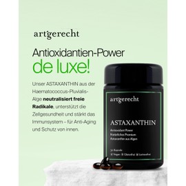 Species-appropriate ASTAXANTHIN - High Quality Antioxidant from Haematococcus Pluvialis Algae | Strengthens Cell Health, Skin Protection & Immune System | 8 mg per Capsule | Vegan & GMO Free