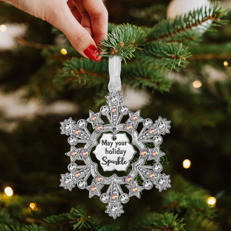 LIFE&FOOT Christmas Tree Ornaments 2025 Snowflakes Hanging Charm Decorative Pendant