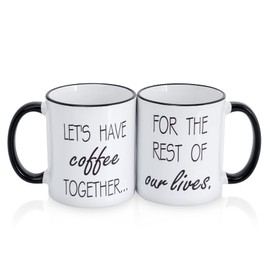 mustry Couple Mugs Set for Him and Her, Ideal Engagement Gifts for Couples on Any Occasions Like Valentines Day Gifts, Anniversary and Wedding