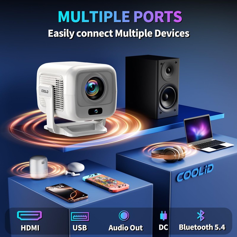 [Auto Focus & 2026 Upgraded] Mini Projector 1080P FHD Support
