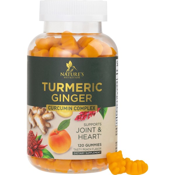 Nature's Nutrition Turmeric Supplement Gummies - Turmeric Curcumin and Ginger