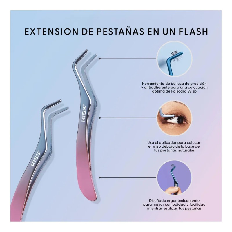 Pinzas para Pestañas Kiss Falscara Color Morado Ergonómicas