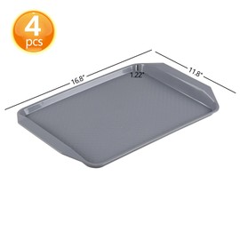 Waikhomes 4 Packs Fast Food Serving Tray, Plastic Breakfast Serving Trays, Rectangle Non Slip Tray