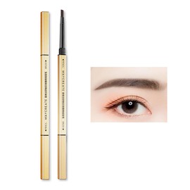ZVEV (Double Ended Eyebrow Pencil) Extra Fine Refill, Soft Eyebrow Brush, Natural Eyebrow Brush, 6 Different Eyeliner Full Color, Waterproof and Durable, Natural Brown, Fluffy Eyebrows, Wild Eyebrows,