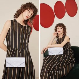 Larcenciel Women's Clutches, Sparkly Envelope Evening Clutch Bags with Detachable Chain, Sequin Handbags for Ladies, Elegant Cross Body Shoulder Bags Bridal Purses for Women Prom Party Wedding