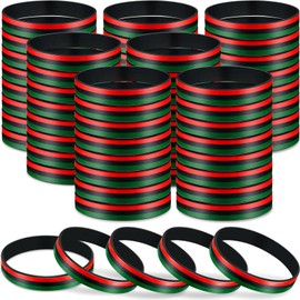 Sratte 60 Pieces Happy Juneteenth Day Rubber Bracelets Rubber Wristbands Silicone Bracelet Juneteenth Decorations Afro African American Festival Juneteenth Party Favors Adults (Classic Style)