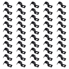 Oedema 50 Pcs 1/2 Inch Pipe Straps with 1 Hole Heavy Duty Iron Strap Bracket Clamp Rigid Pipe Straps for Wire Cord Installation