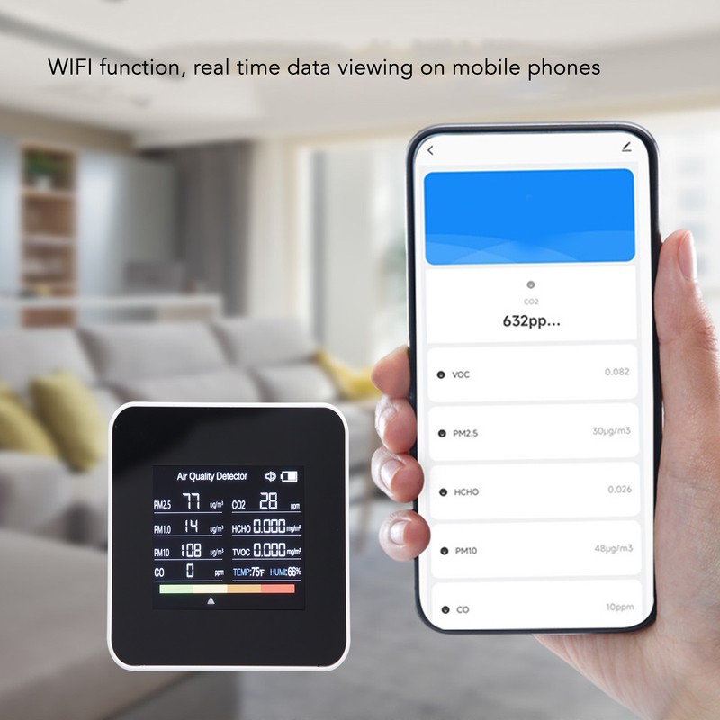 Air Quality Meter PM2.5 PM10 HCHO TVOC CO CO2 Detector