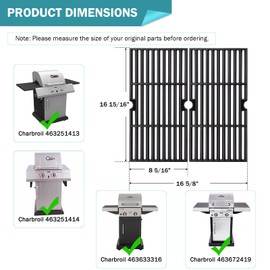 Criditpid 16 15/16" Cast Iron Grill Cooking Grate Replacement for Charbroil Tru Infrared 463250210, 463250211, 463250212, 463251413, 463251414, 466251413,G460-0500-W1 G421-0008-W1; Thermos 461633514