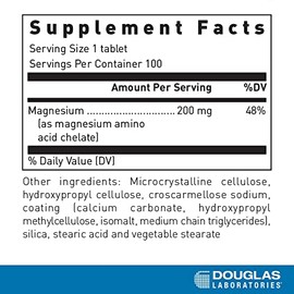 ToeahDouglas Laboratories Amino-Mag 200  Magnesium Supplement to Support Normal Heart Function, Bone Formation, and Muscles  100 Tablets              