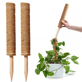 Moss Pole For Monstera, Moss Pole, Coir Totem Plant Support Poles Coco Coir Sticks With Plant Twist Ties For Supporting Potted Climbing Plants (2 Set)