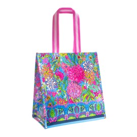 Lilly Pulitzer Market - Bolsa de compras reutilizable, bolsa de hombro para productos o viajes, Walking on Sunshine, L