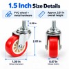 1.5 Inch Red PVC Swivel Caster Wheels – 4PCS Set