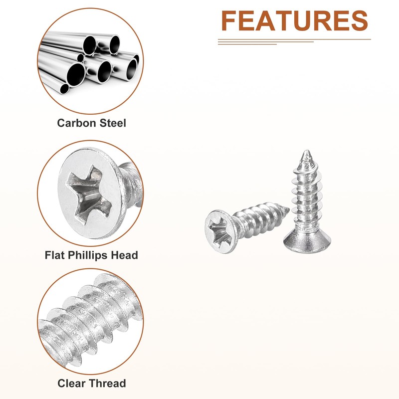 DTGN 100個 M2.2x8mm フラットヘッド 木ねじ 304ステンレス鋼 十字頭 セルフタッピング ねじ -