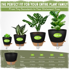 Goproauto Self-Watering Pots for Indoor and Outdoor Plants 4 Pack, 6/8/10/12 Inch Planters with Water Level Indicator & Deep Reservoir, Decorative Flower Pots for Home Decor