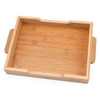 HTB HTB-BET1 Natural Bamboo Tray, Square Shape, Tray with Handle,