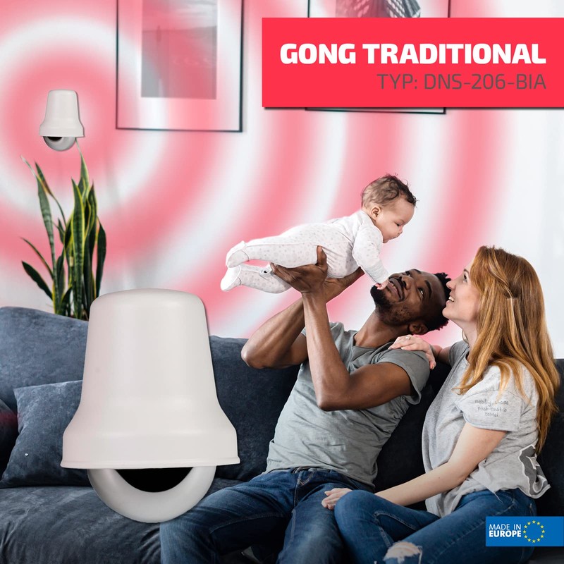 Sundi DNS-206-BIA Electromechanical Wired Doorbell 230 V, Traditional Bell, White