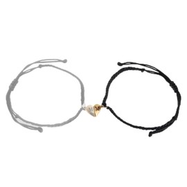 Agriajun Matching Bracelets for Couples, Gold Heart Initial Right M Friendship Adjustable Bracelet Women, Cute Match Charm Letter Name Black Braided Rope Bf Gf Friends Jewelry Gift