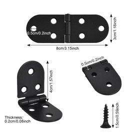 Emperoch 4 Pcs Flip Hinges with Screws, 80 x 30 x 1.5mm Black Iron Thick Butler Tray Hinge, 180 Degree Folding Hinges with Round Edge for Furniture Cupboard Closet Cabinet Door Drawer Table Window