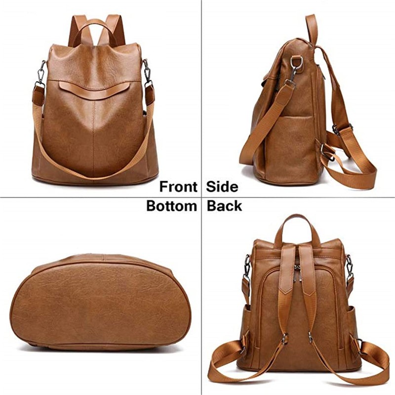 shepretty Women's Backpack, Anti-Theft Shoulder Bag, Multifunctional School Bag Leather,