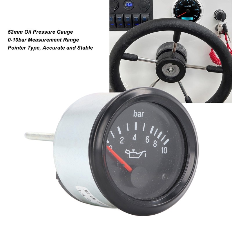 52mm Oil Pressure Gauge LED Backlight Pointer Type Oil Pressure