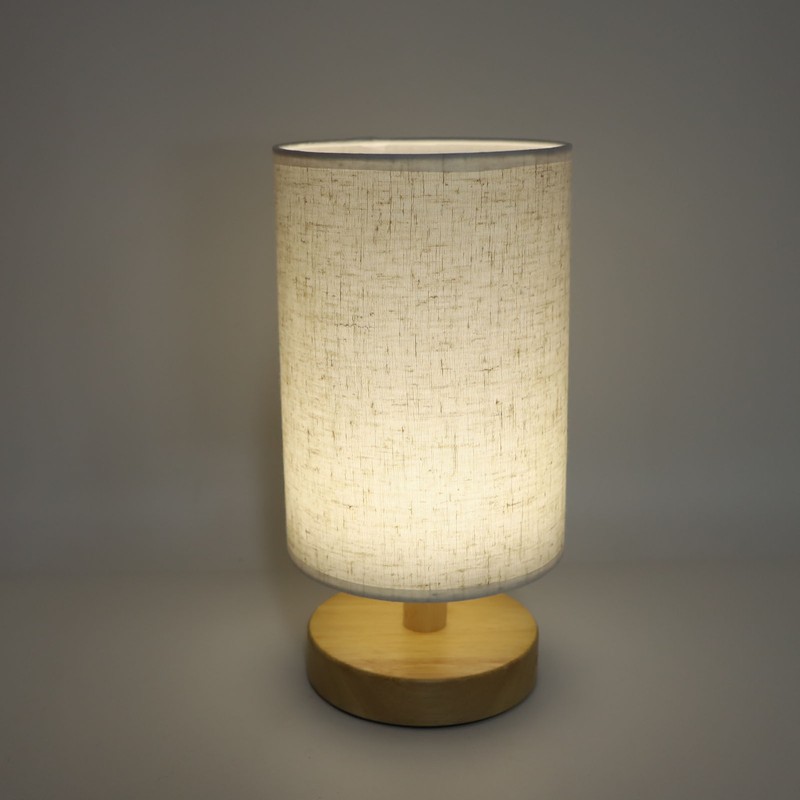 LED Bedside Lamp Touch Control Wood Nightstand Lamp Desk Cabinet