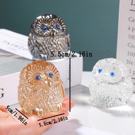 Crystal Golden Owl Figurine Collectible Gifts for Owl Lovers, Animal Glass Art, Owl Statue for Table Centerpiece Home Decoration Paperweight Keepsake