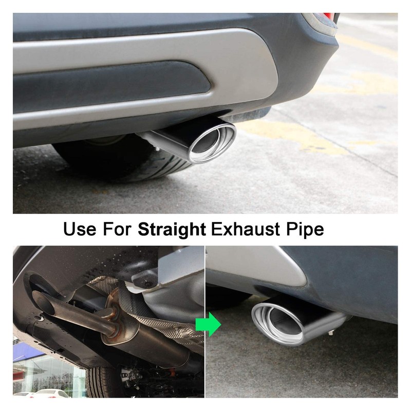 Silver Universal Exhaust Muffler Stainless Steel Exhaust Tip 76mm/2.99in Inlet