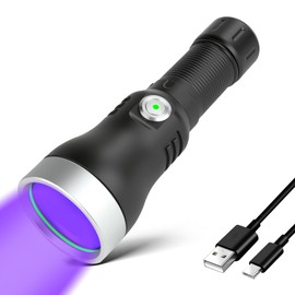 XLENTGEN 365nm High Power Black Mirror UV Light Detection Flashlight, UV Blacklight Light USB Rechargeable, Pet Urine Detector, Resin Curing, Blood Tracking, Appraisal, Fluorescent Detection