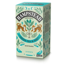 Hampstead Organic Mint Green 20 Teabags (Pack of 4 Total 80 Teabags) | Plastic Free | 100% Organic